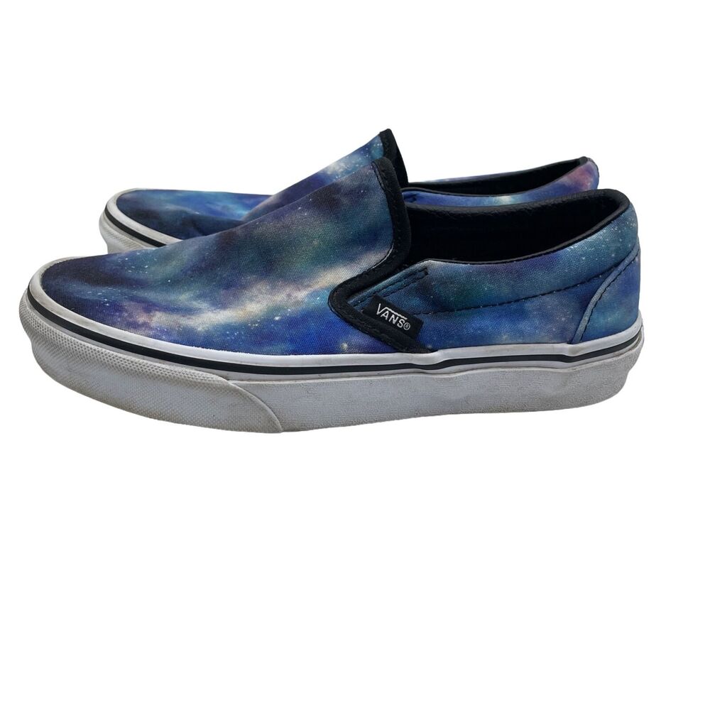 Vans Classic Slip On Shoes Low Galaxy Blue White Mens 4.5